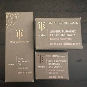 NIB True Botanicals Travel Set Cleansing Balm, Radiance Oil, Eye Cream